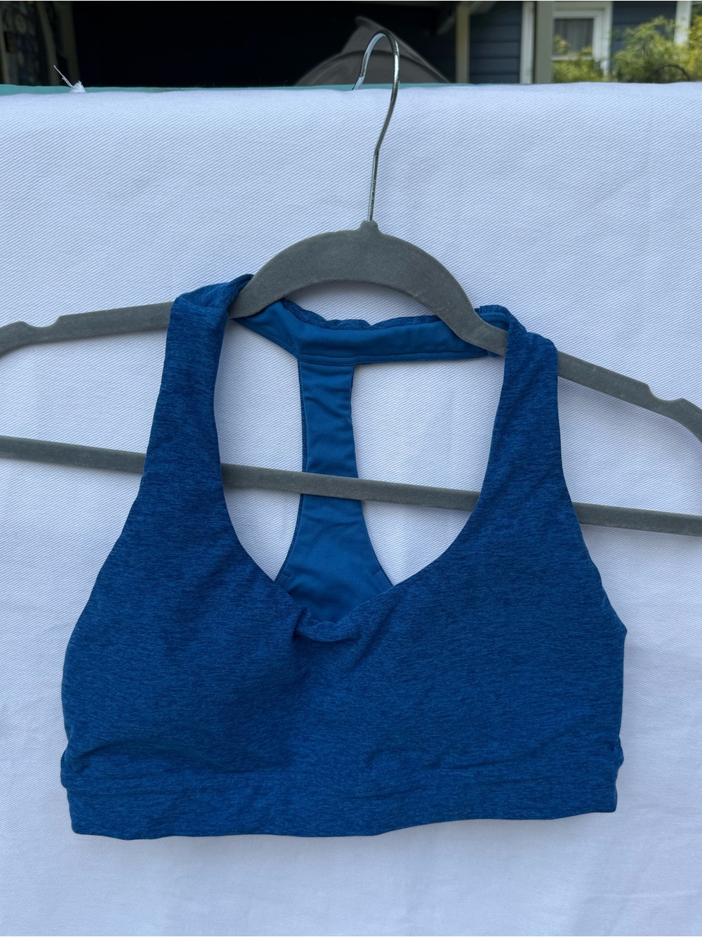 Blue Racerback Sports Bra - Women